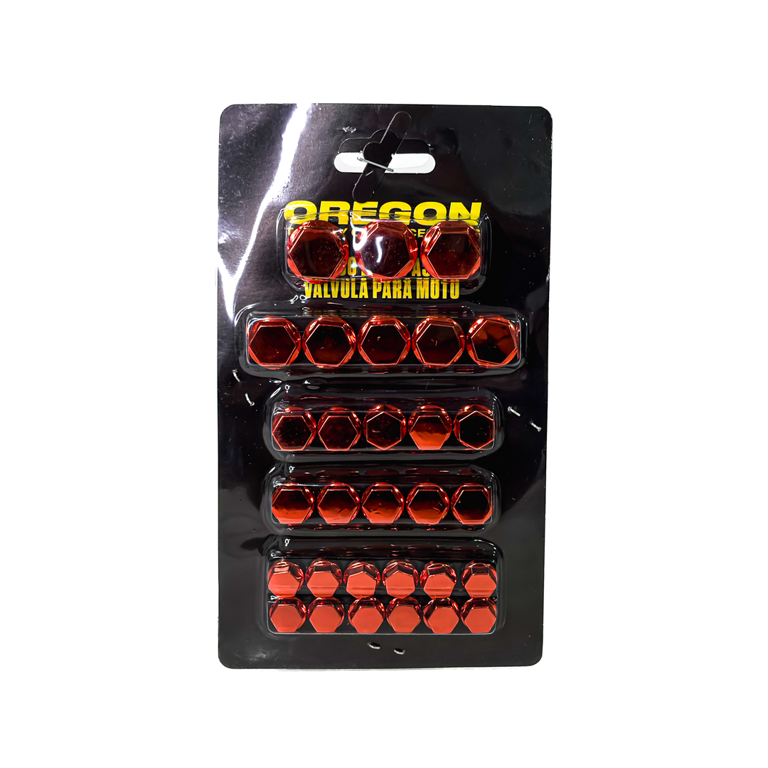 KIT DE CUBRE TORNILLOS MOTO CROMADOS SET DE 30 UNIDADES COLOR ROJO - 2