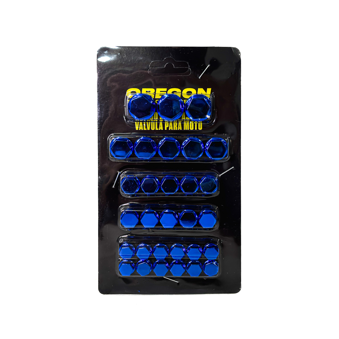 KIT DE CUBRE TORNILLOS MOTO CROMADOS SET DE 30 UNIDADES COLOR AZUL - 2