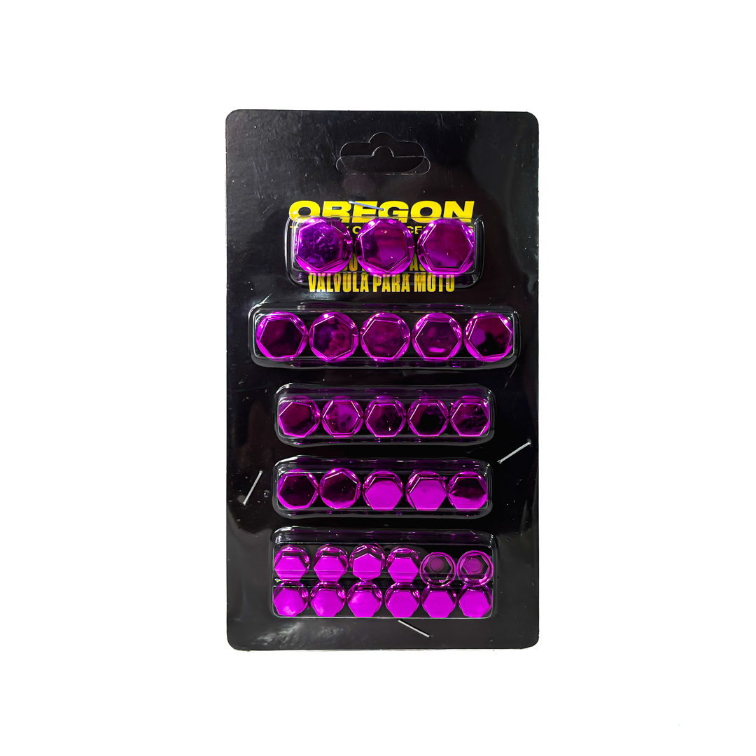 KIT DE CUBRE TORNILLOS MOTO CROMADOS SET DE 30 UNIDADES COLOR ROSA - 2
