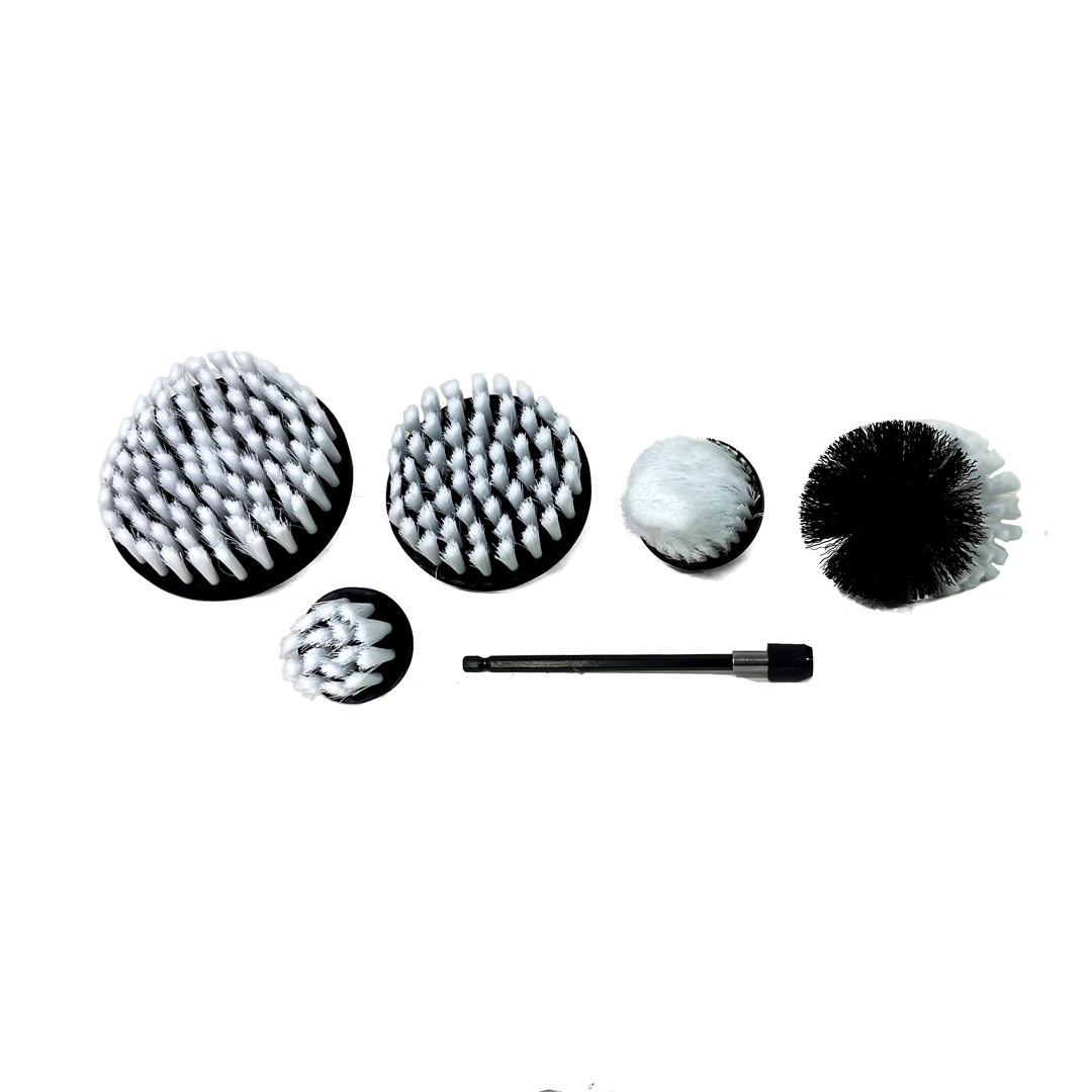 KIT DE CEPILLOS KIT 5 CEPILLOS PARA TALADRO + ALARGADOR LIMPIEZA DE TAPIZADOS