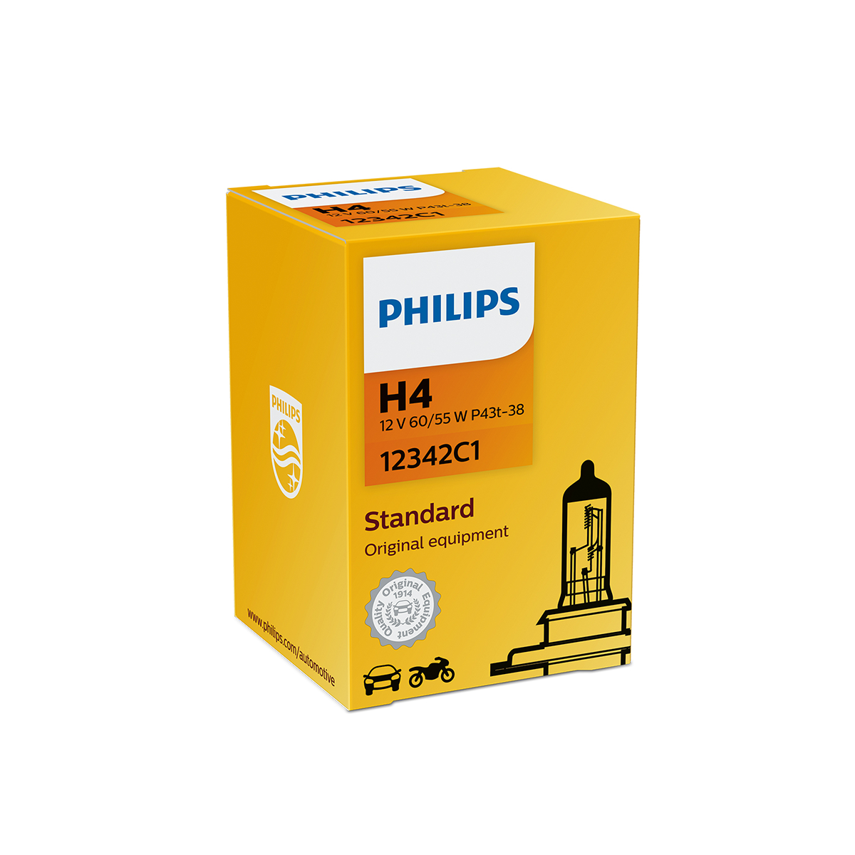 LAMPARA HALOGENA ESTANDAR 12V H4 12342  12V 60/55W P43T-38                 C1 CANTIDAD POR CAJA MASTER 100