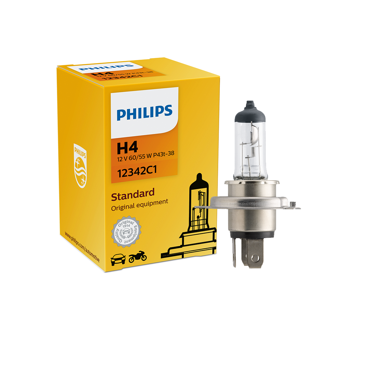 LAMPARA HALOGENA ESTANDAR 12V H4 12342  12V 60/55W P43T-38                 C1 CANTIDAD POR CAJA MASTER 100 - 2