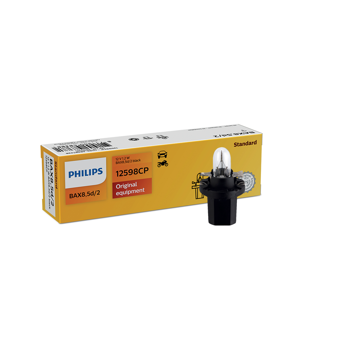 LAMPARA SEÑALIZACION 12V BAX 12598 12V 1.2W BAX8,5D/2 BLACK           CP - 2