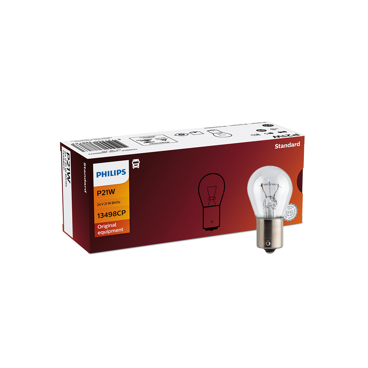 LAMPARA SEÑALIZACION 24V P21W 13498 24V 21W                               CP CANTIDAD POR CAJA MASTER 200 - 2
