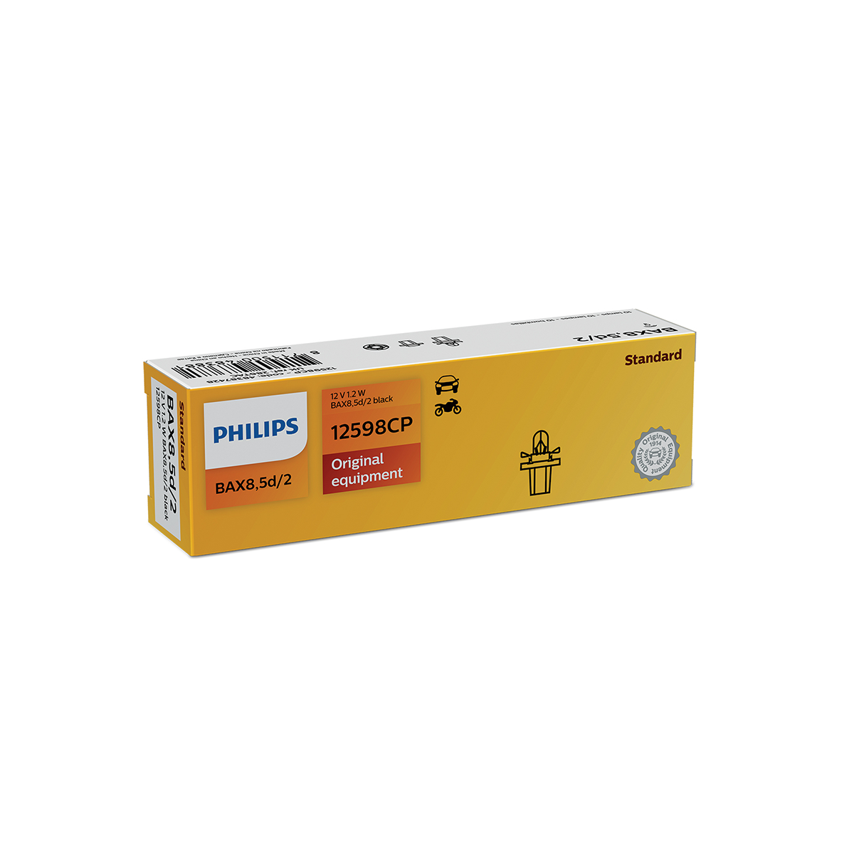 LAMPARA SEÑALIZACION 12V BAX 12598 12V 1.2W BAX8,5D/2 BLACK           CP - 4