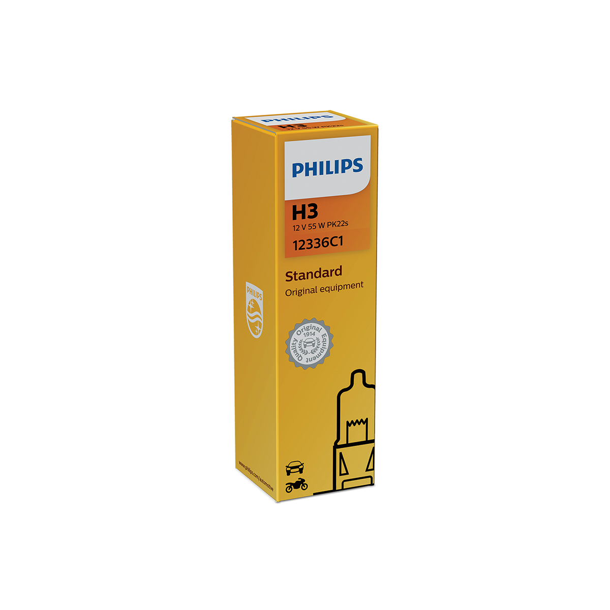 LAMPARA HALOGENA ESTANDAR 12V H3 12336  12V 55W PK22S                          C1 CANTIDAD POR CAJA MASTER 100 - 3