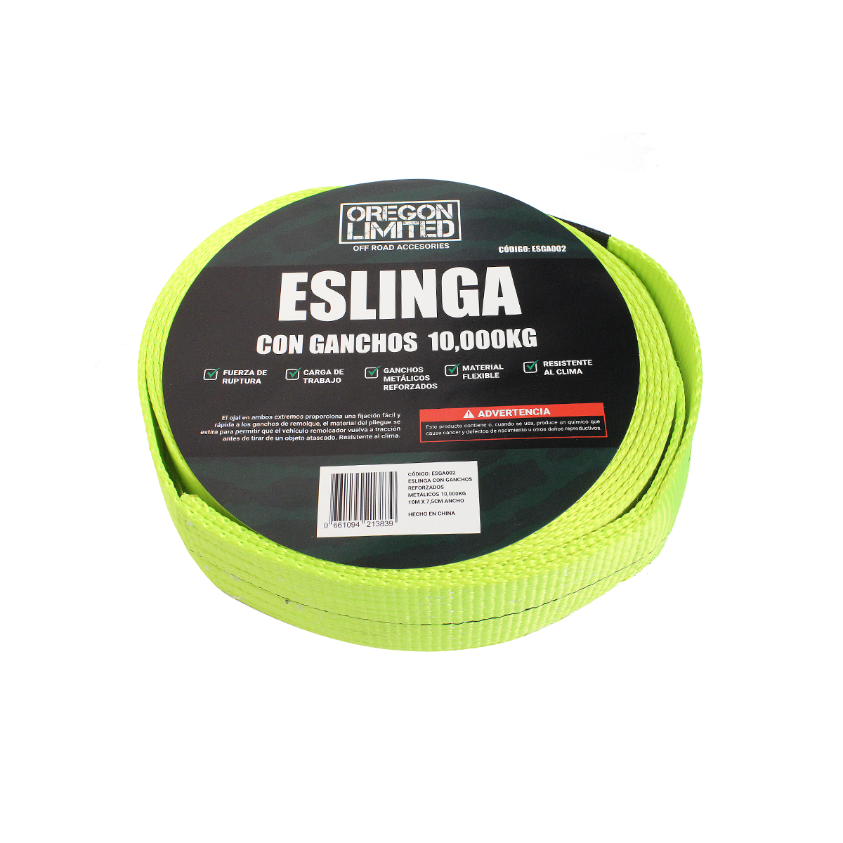 ESLINGA DE REMOLQUE 10 METROS DE LARGO X 7.5 CM DE ANCHO CAPACIDAD DE REMOLQUE 10000 KGS SIN GANCHO - 3