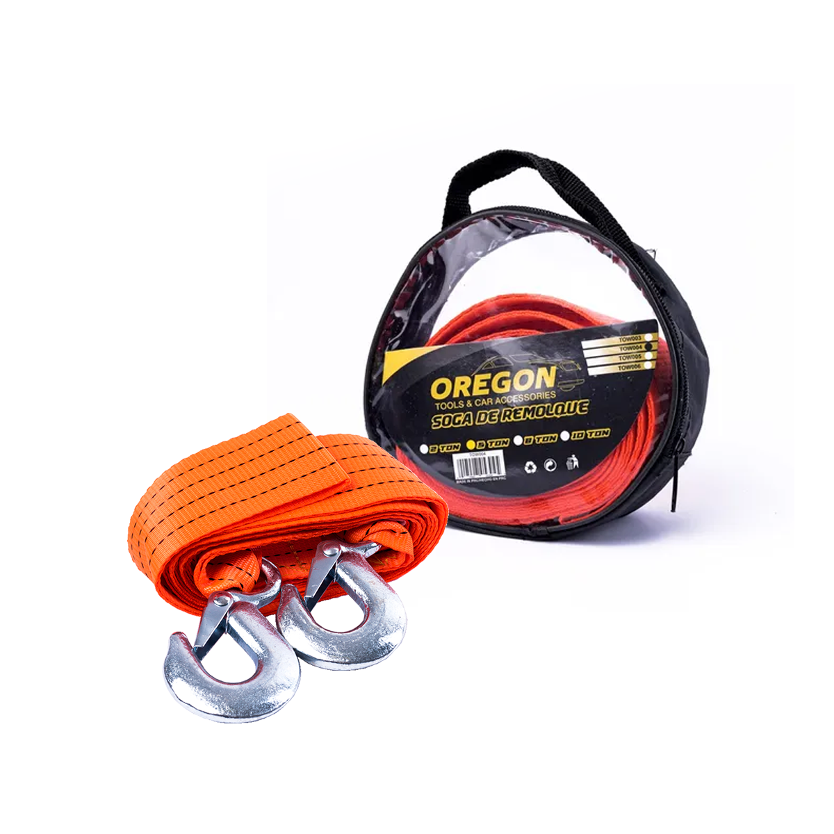 SOGA DE REMOLQUE SOGA DE REMOLQUE CON GANCHOS METALICOS 5 TON NARANJA UNIVERSAL CANTIDAD POR CAJA 24 - 3