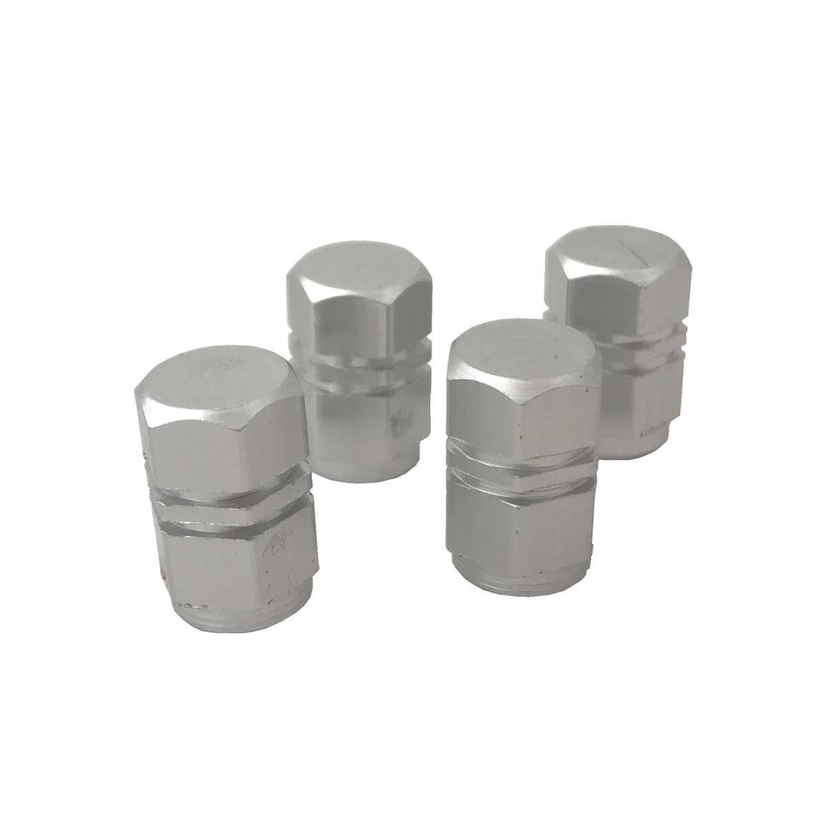 JUEGO DE TAPITAS  DE VALVULA DEPORTIVA JUEGO DE TAPITAS  DE VALVULA DEPORTIVA METALIZADA 4 PCS PLATEADO UNIVERSAL CANTIDAD POR CAJA MASTER 250 - 2