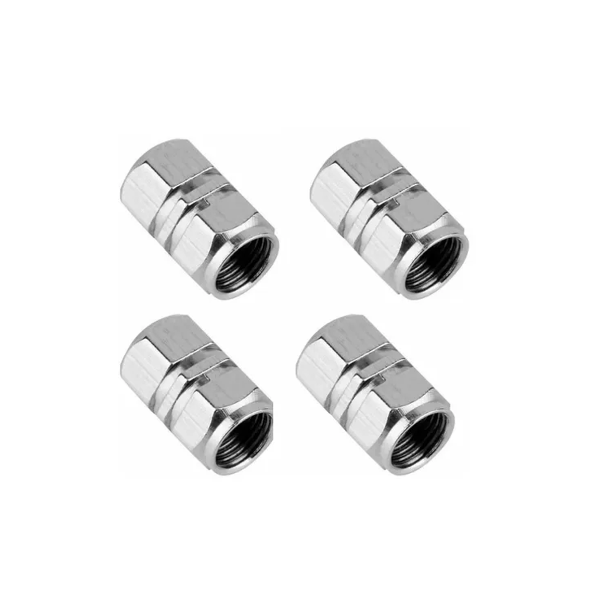 JUEGO DE TAPITAS  DE VALVULA DEPORTIVA JUEGO DE TAPITAS  DE VALVULA DEPORTIVA METALIZADA 4 PCS PLATEADO UNIVERSAL CANTIDAD POR CAJA MASTER 250 - 3