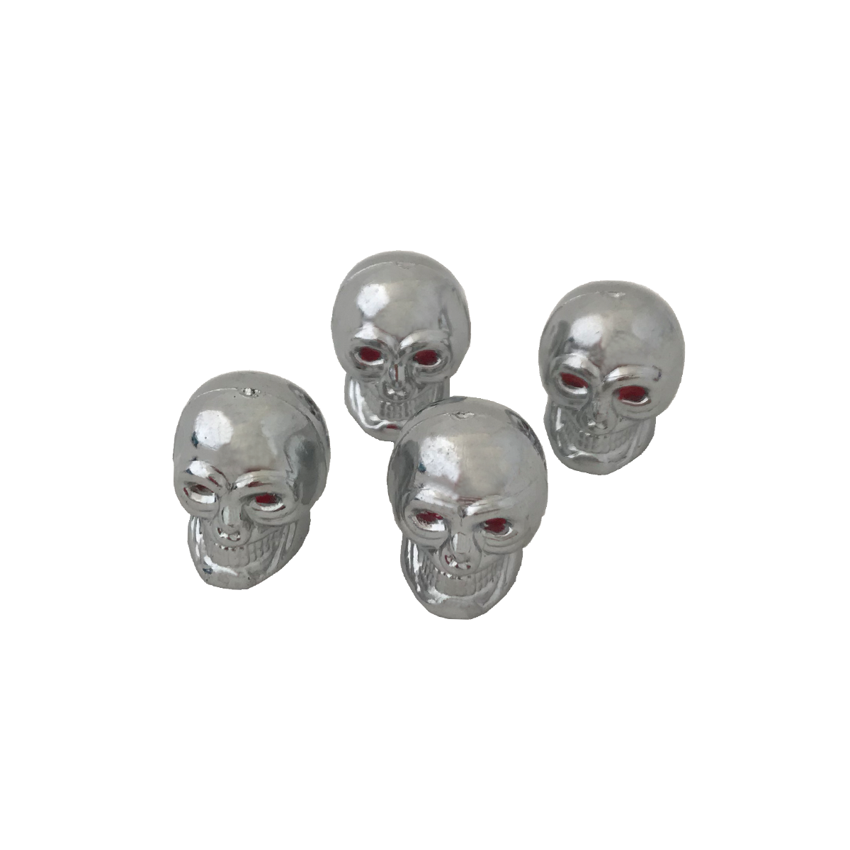 JUEGO DE TAPITAS  DE VALVULA DEPORTIVA JUEGO DE TAPITAS  DE VALVULA CALAVERA METALIZADA 4 PCS PLATEADO UNIVERSAL - 2