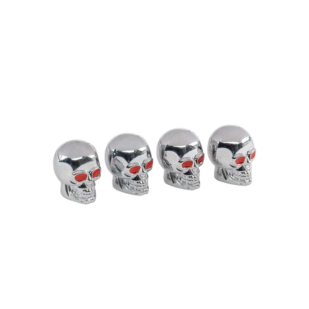 JUEGO DE TAPITAS  DE VALVULA DEPORTIVA JUEGO DE TAPITAS  DE VALVULA CALAVERA METALIZADA 4 PCS PLATEADO UNIVERSAL - 3