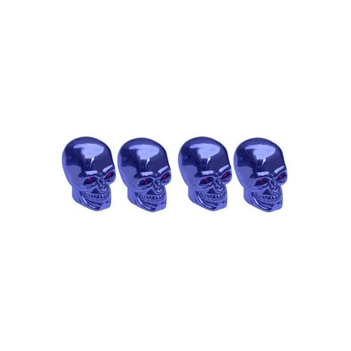 JUEGO DE TAPITAS  DE VALVULA DEPORTIVA JUEGO DE TAPITAS  DE VALVULA CALAVERA METALIZADA 4 PCS AZUL UNIVERSAL CANTIDAD POR CAJA MASTER 250 - 2
