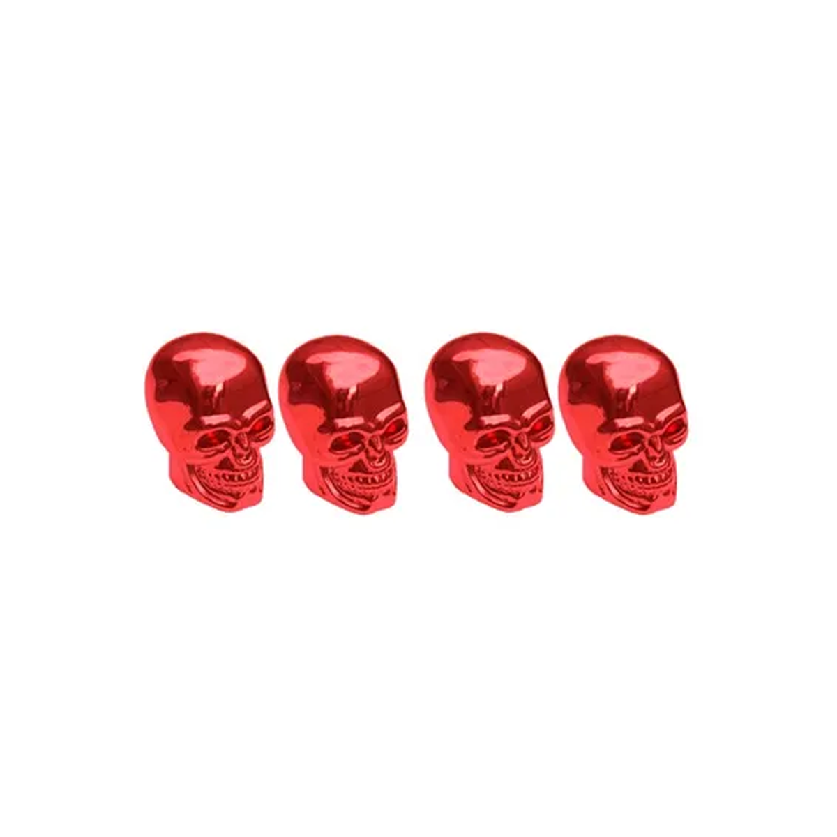 JUEGO DE TAPITAS  DE VALVULA DEPORTIVA JUEGO DE TAPITAS  DE VALVULA CALAVERA METALIZADA 4 PCS ROJO UNIVERSAL CANTIDAD POR CAJA MASTER 250 - 2