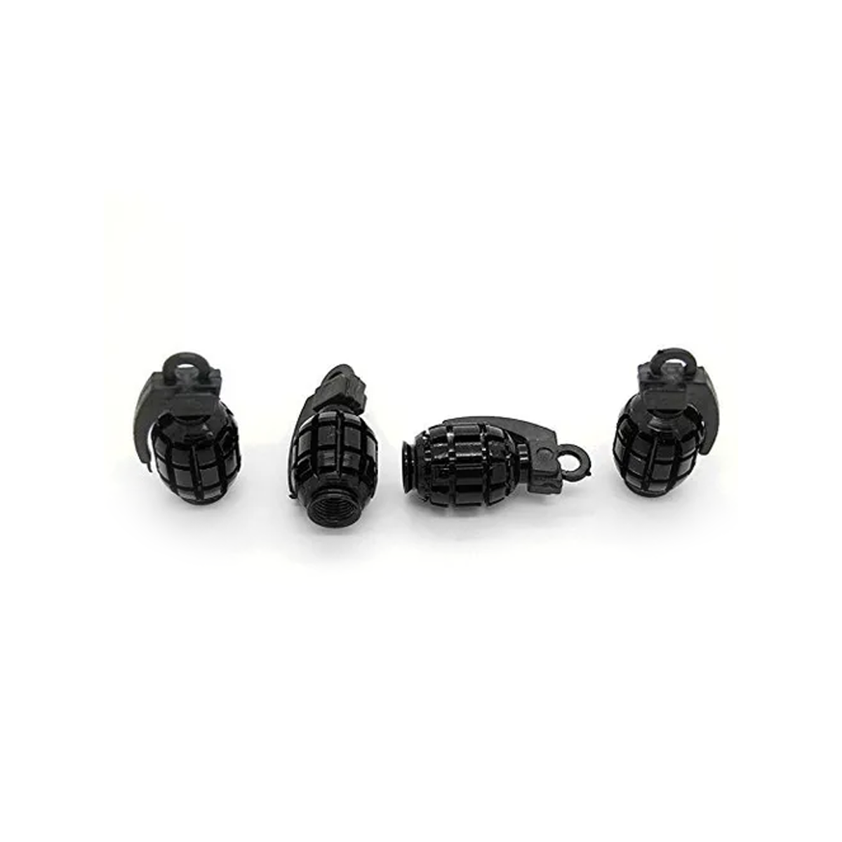 JUEGO DE TAPITAS  DE VALVULA DEPORTIVA JUEGO DE TAPITAS  DE VALVULA GRANADA METALIZADA 4 PCS NEGRO UNIVERSAL - 2