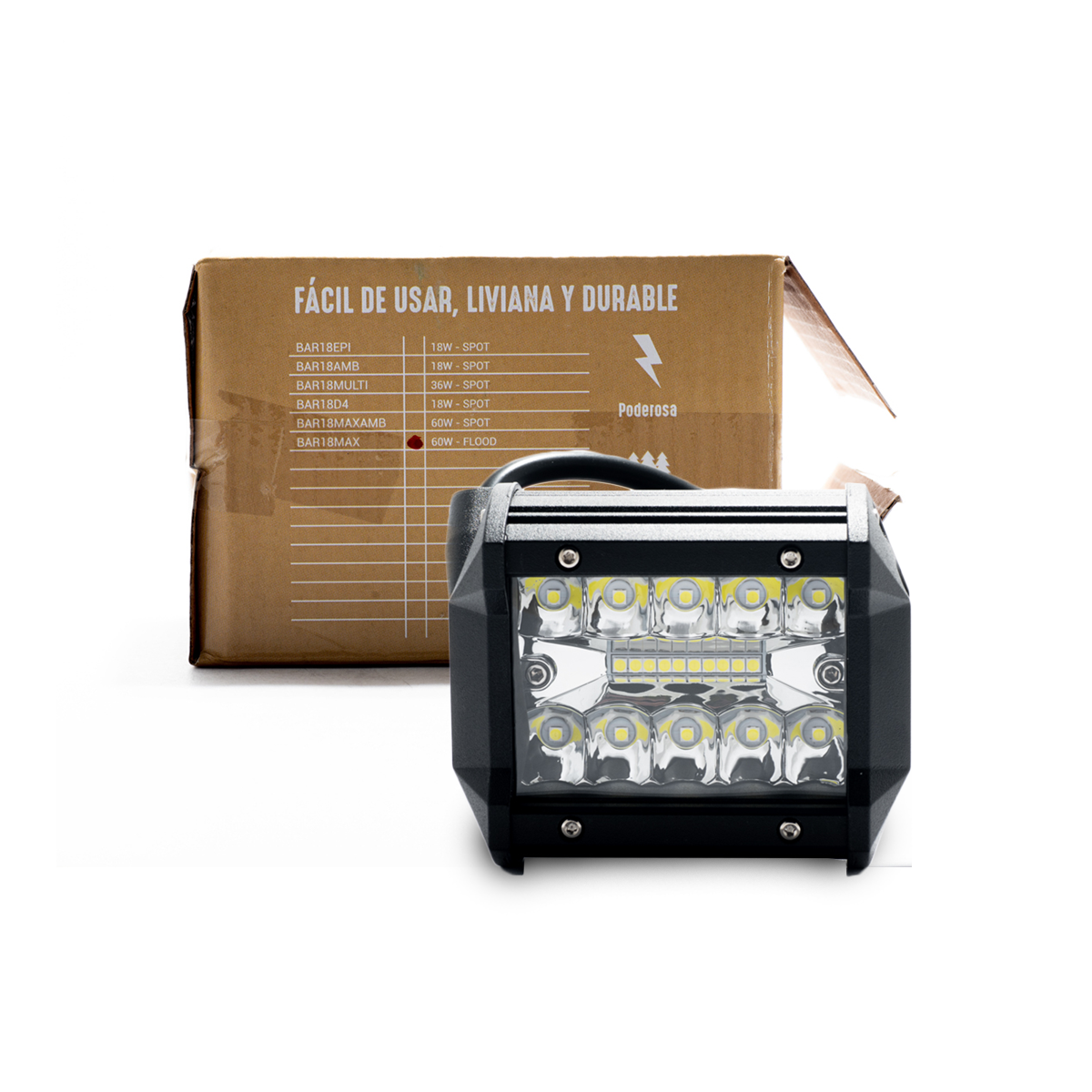 OFF ROAD BARRA DE LED MAX RECTA BARRA DE LED DE 18 WATTS CON TIRA DISPLAY 3030 SMD  -  9.8 CM DE LARGO COLOR BLANCO 12V / 24V - CARCAZA DE ALUMINIO - HAZ DE LUZ SPOT (CODIGO ANTERIOR: BAR8918BLA) CANTIDAD POR CAJA MASTER 50