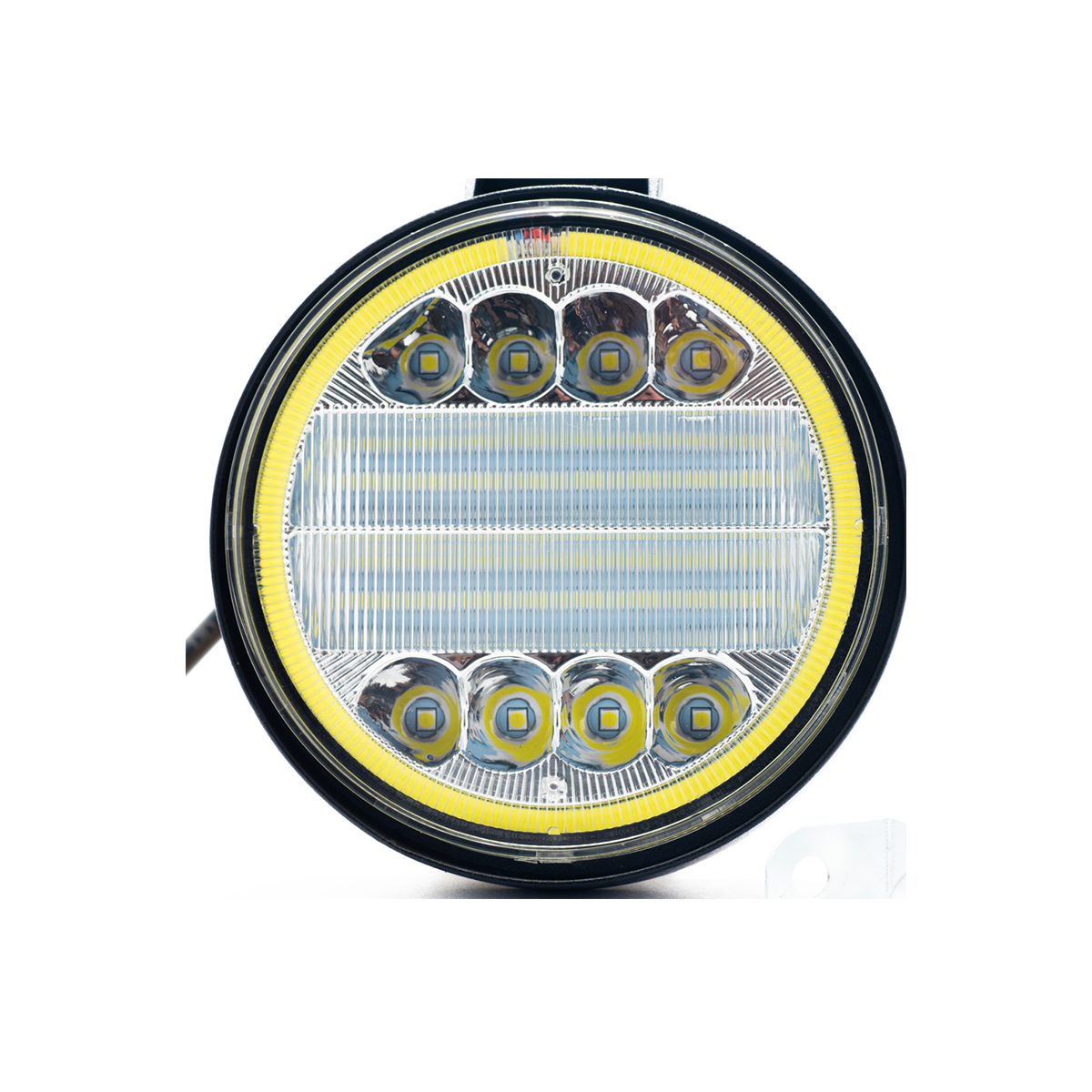 OFF ROAD FARO DE LED UNIVERSAL CIRCULAR 36 WATTS (8 LED  3 WATTS + DISPLAY 3030 SMD) COLOR BLANCO CON OJO DE ANGEL 12V / 24V - HAZ DE LUZ SPOT - - 3