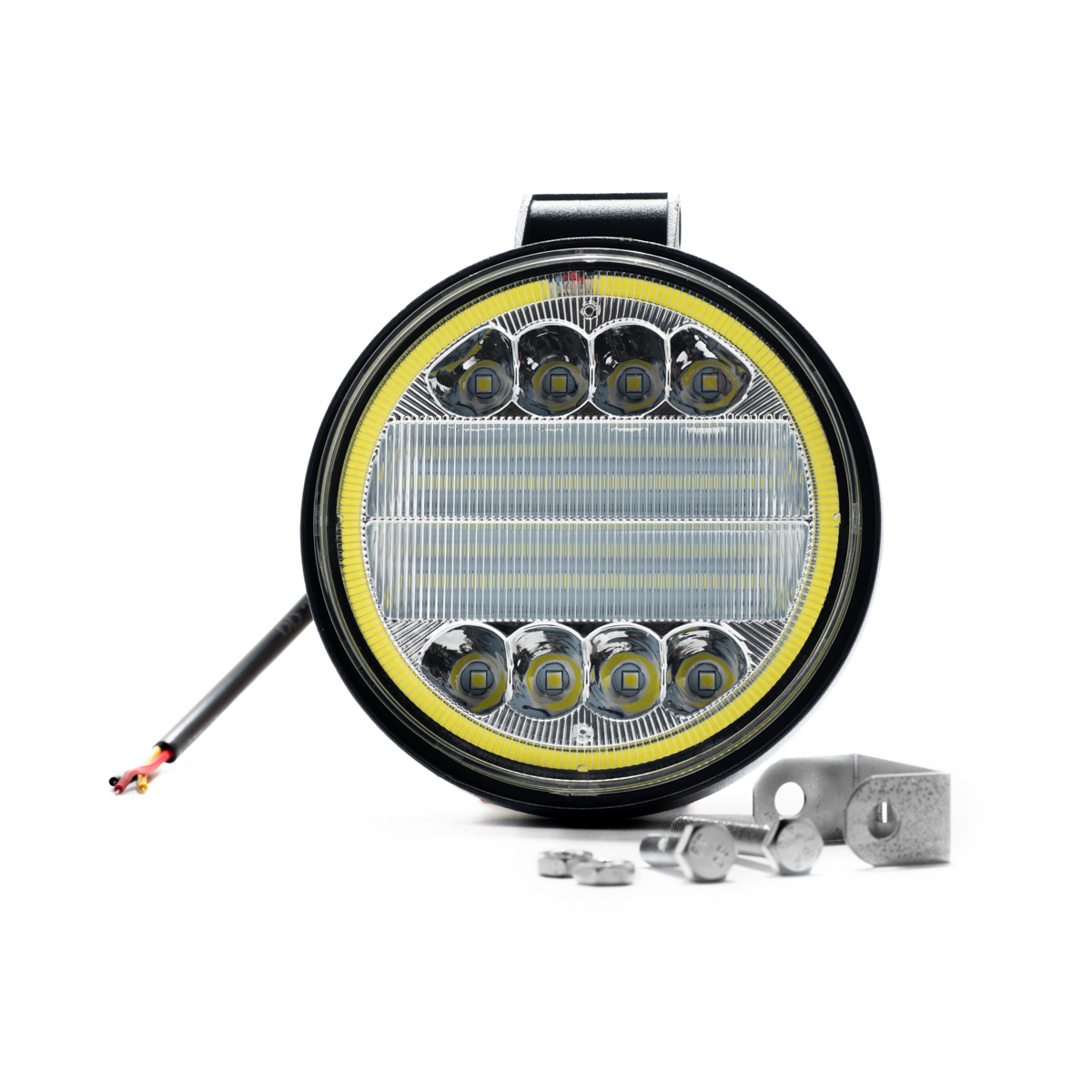 OFF ROAD FARO DE LED UNIVERSAL CIRCULAR 36 WATTS (8 LED  3 WATTS + DISPLAY 3030 SMD) COLOR BLANCO CON OJO DE ANGEL 12V / 24V - HAZ DE LUZ SPOT - - 4