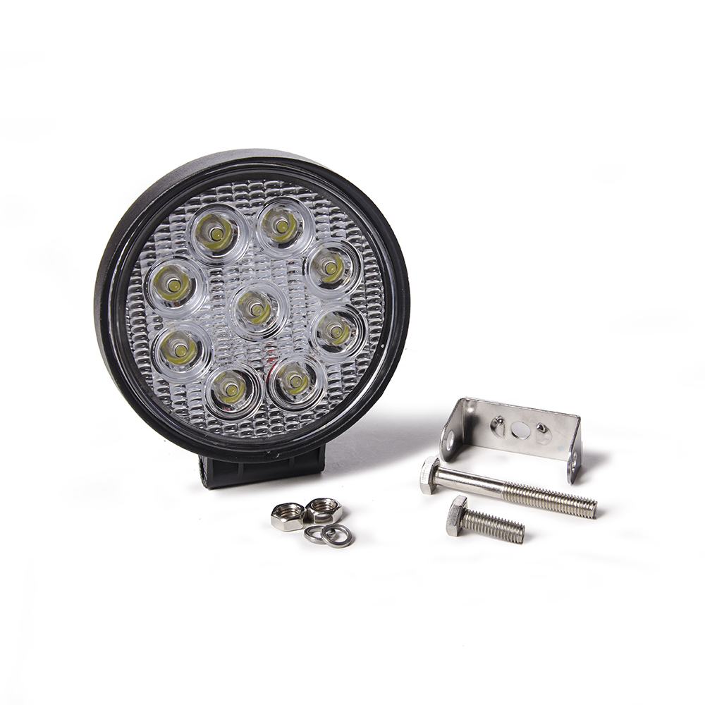 OFF ROAD FARO DE LED UNIVERSAL CIRULAR 27 WATTS (9 LED  3 WATTS) COLOR BLANCO 12V / 24V - HAZ DE LUZ SPOT - CANTIDAD POR CAJA MASTER 50 - 2