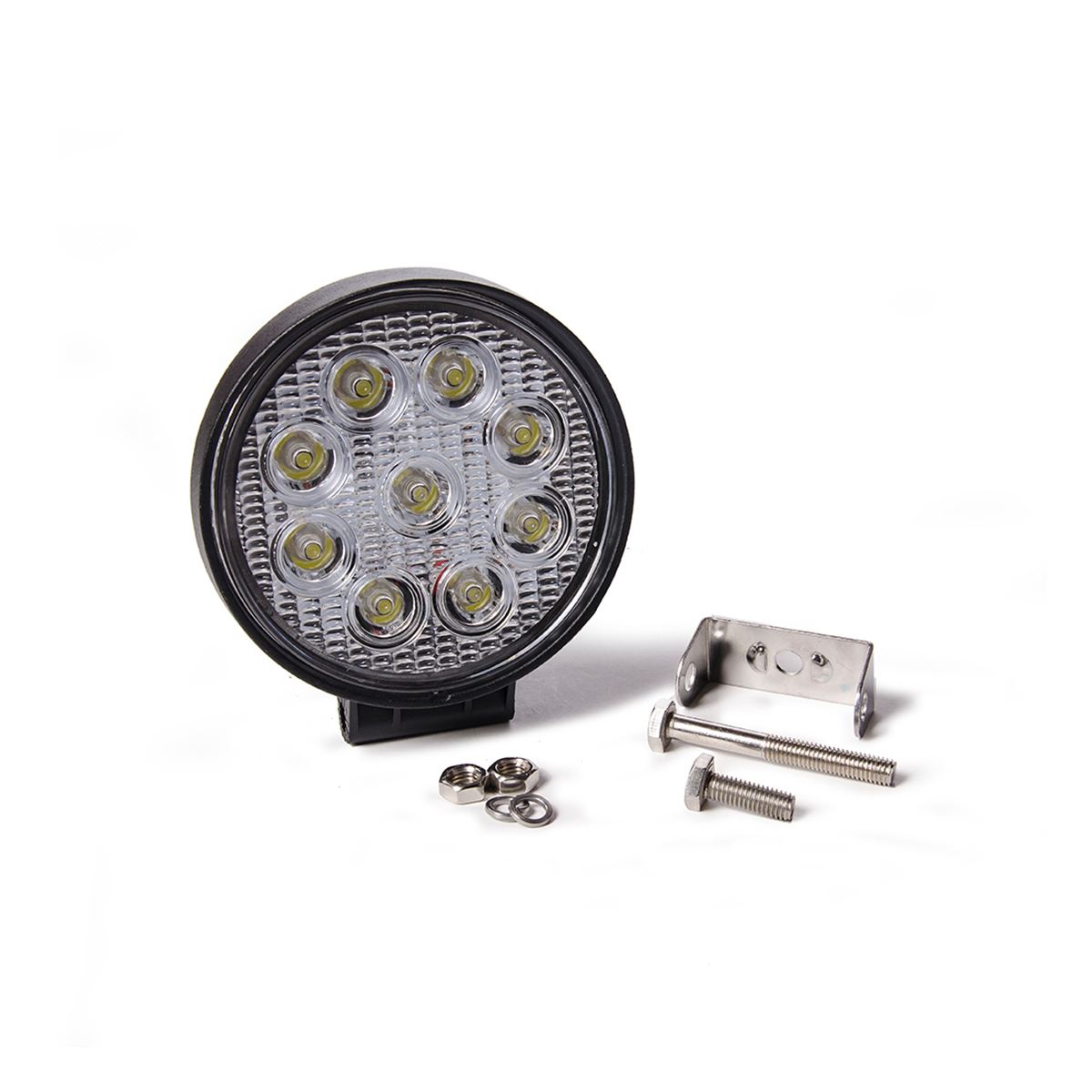 OFF ROAD FARO DE LED UNIVERSAL CIRULAR 27 WATTS (9 LED  3 WATTS) COLOR BLANCO 12V / 24V - HAZ DE LUZ SPOT - CANTIDAD POR CAJA MASTER 50 - 5