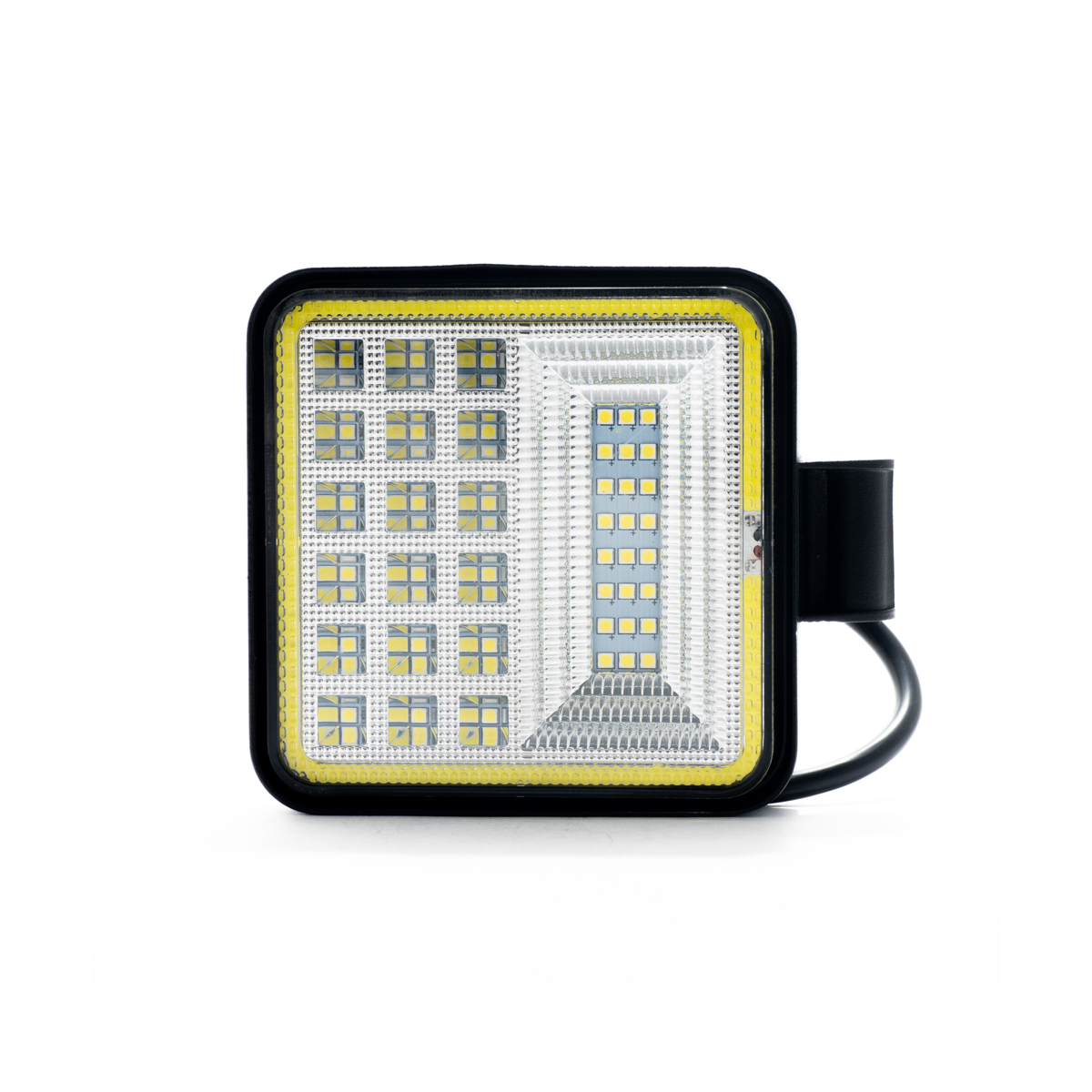 OFF ROAD FARO DE LED UNIVERSAL CUADRADO 36 WATTS (8 LED  3 WATTS + DISPLAY 3030 SMD) COLOR BLANCO CON OJO DE ANGEL 12V / 24V - HAZ DE LUZ SPOT - - 4