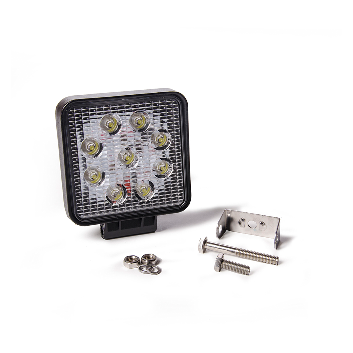 OFF ROAD FARO DE LED UNIVERSAL CUADRADO 27 WATTS (9 LED  3 WATTS) COLOR BLANCO 12V / 24V  - HAZ DE LUZ SPOT - CANTIDAD POR CAJA MASTER 50 - 3