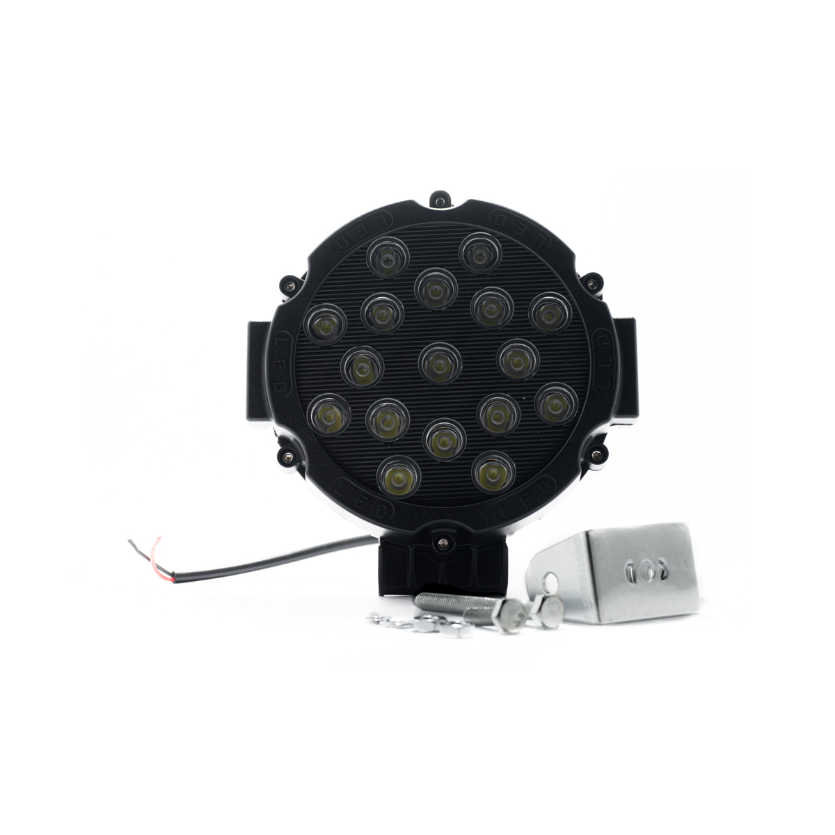OFF ROAD FARO DE LED UNIVERSAL CIRULAR 51 WATTS (18 LED  3 WATTS) COLOR BLANCO 12V / 24V BORDE NEGRO - HAZ DE LUZ SPOT - - 3