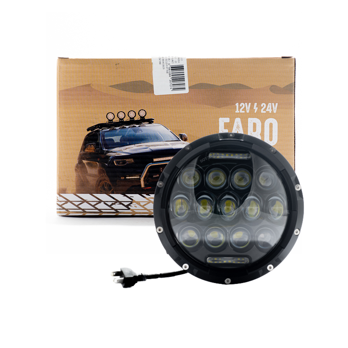 OFF ROAD FARO DE LED UNIVERSAL REDONDO 7 USO IDEAL JEEP WRANGLER - RENEGADE /  MOTO HARLEY DAVIDSON - ROYAL ENFIELD CON KIT DE INSTALACION INCLUIDO Y FUNCION ALTA Y BAJA - HAZ DE LUZ SPOT -