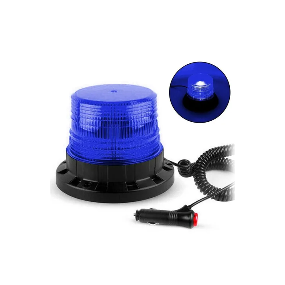 BALIZA GIRATORIA LED BALIZA DESTELLANTE LED 12V - 24V COLOR AZUL CON CONEXION A TOMA 12V - 3