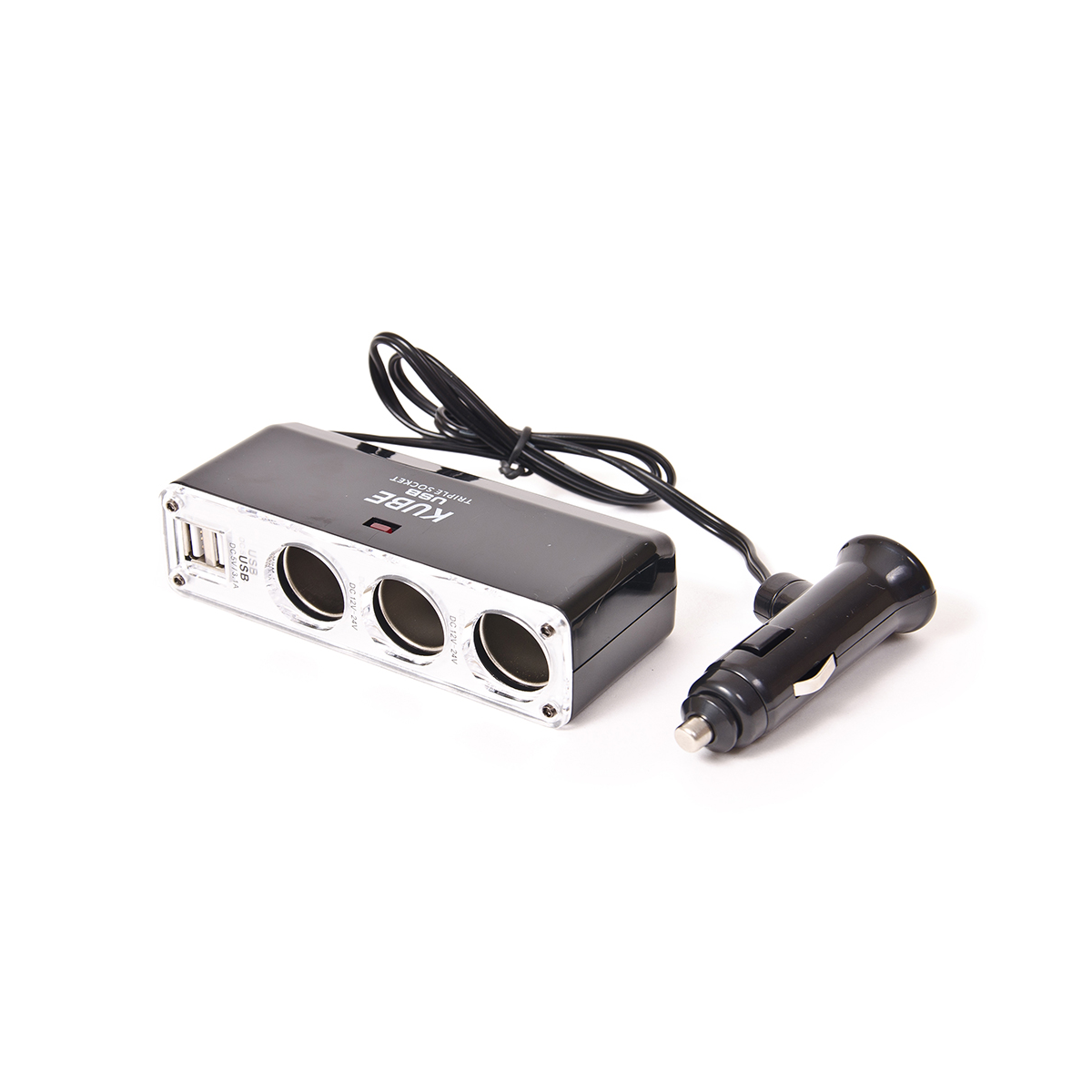 ACCESORIO PARA CELULAR ALARGUE CON 2 USB + 3 ENCENDEDOR INPUT : 12/24V OUTPUT:5V/2100MA NEGRO