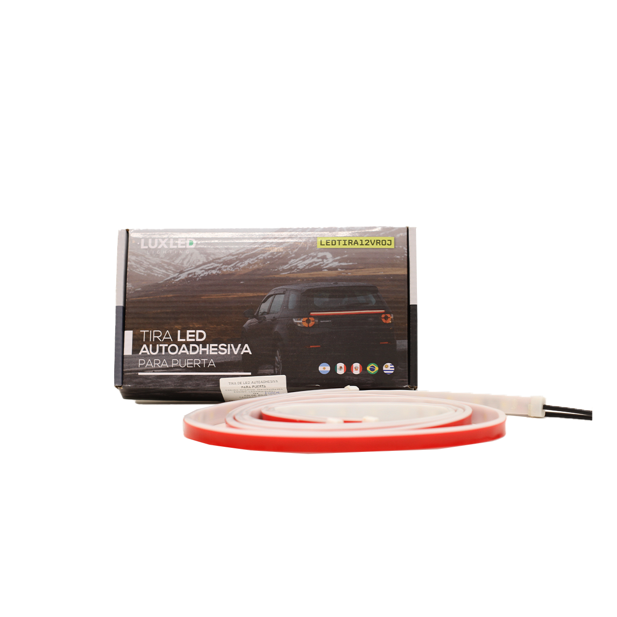 JUEGO DE TIRAS DE LED DRL JUEGO (2 UNIDADES) DE TIRAS DE LED AUTOADHESIVA PARA PUERTA 12V ROJO - 3