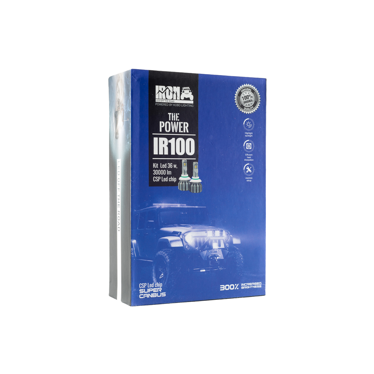OFF ROAD KIT DE LED IR100 CANBUS 9006 HB5 10MA GENERACION CHIP CSP SUPER CANBUS 30000 LUMENS 36 WATTS 12V CON COOLER