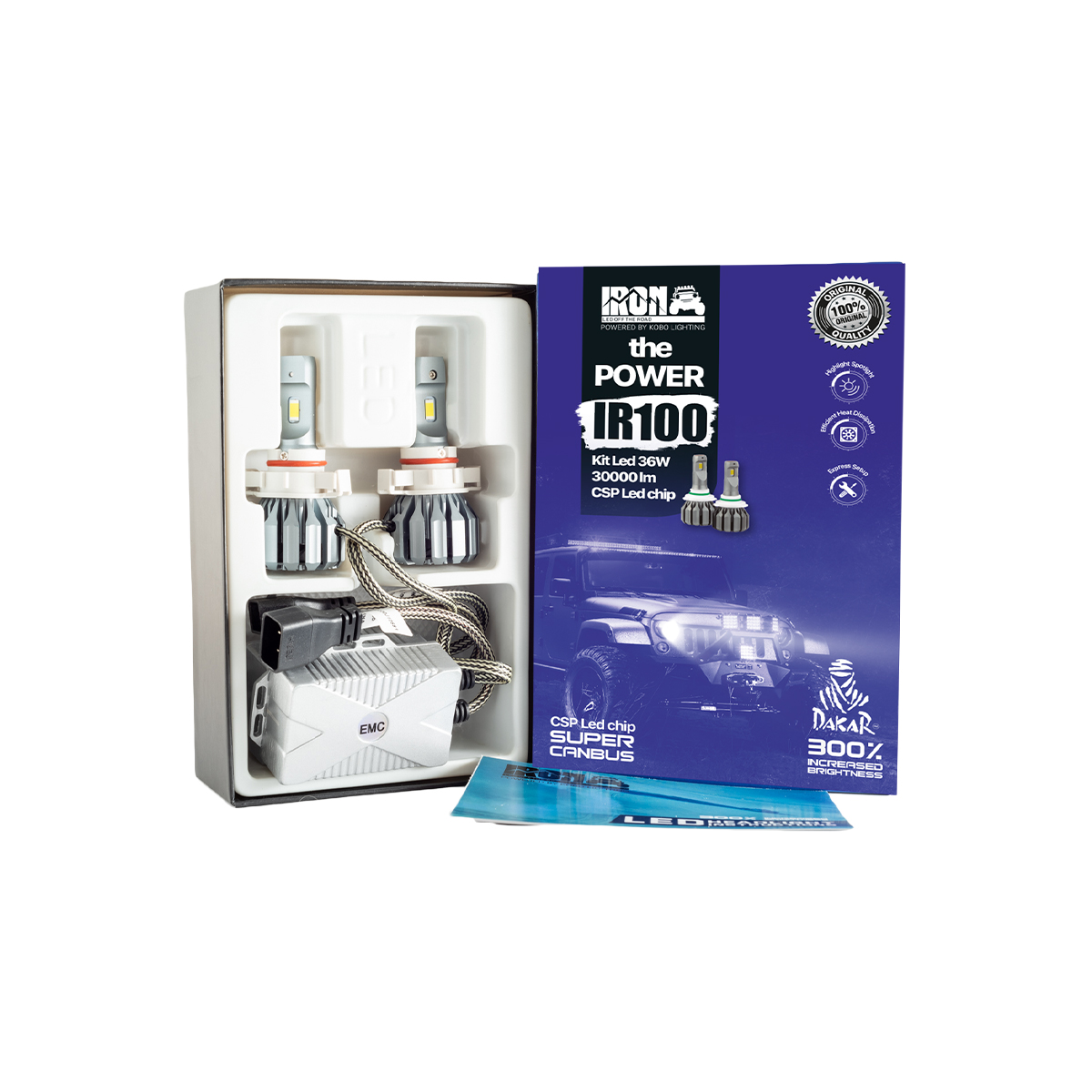 OFF ROAD KIT DE LED IR100 CANBUS H16 10MA GENERACION CHIP CSP SUPER CANBUS 30000 LUMENS 36 WATTS 12V CON COOLER - 3