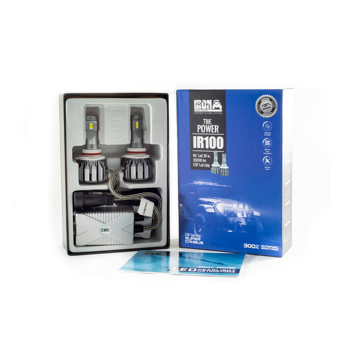 OFF ROAD KIT DE LED IR100 CANBUS 9006 HB4 10MA GENERACION CHIP CSP SUPER CANBUS 30000 LUMENS 36 WATTS 12V CON COOLER CANTIDAD POR CAJA MASTER 50 - 3