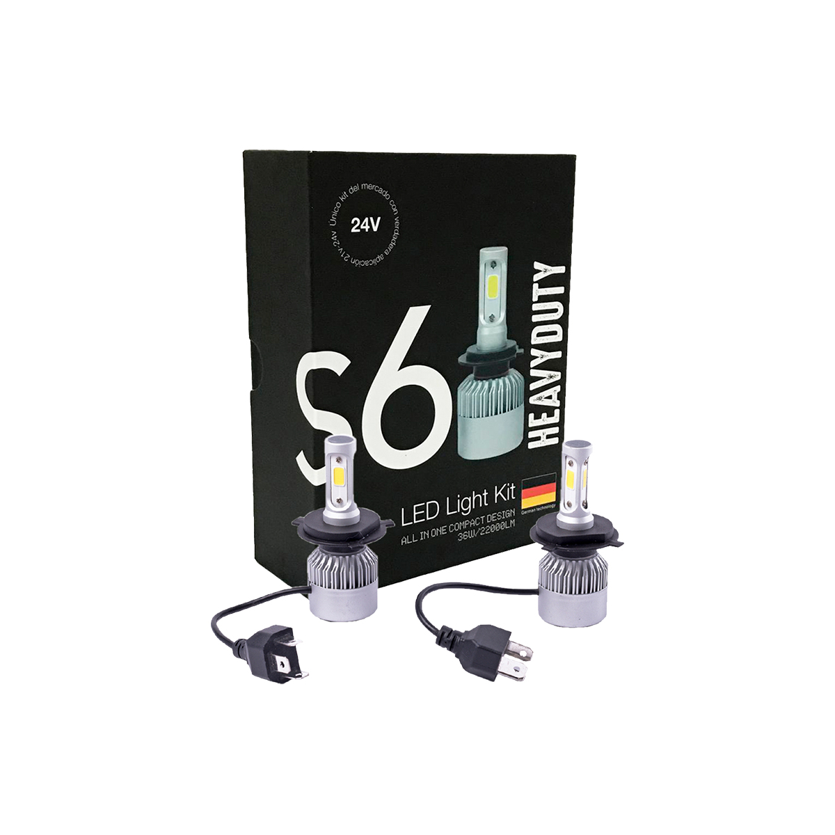 OFF ROAD KIT DE LED S6 HEAVY DUTY - 24V KIT DE LED H4 6TA GENERACION 22000 LUMENS POR LAMPARA USO ESPECIAL 24V CON COOLER CANTIDAD POR CAJA MASTER 50 - 6