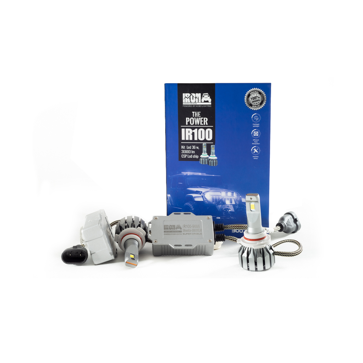 OFF ROAD KIT DE LED IR100 CANBUS 9006 HB4 10MA GENERACION CHIP CSP SUPER CANBUS 30000 LUMENS 36 WATTS 12V CON COOLER CANTIDAD POR CAJA MASTER 50 - 5