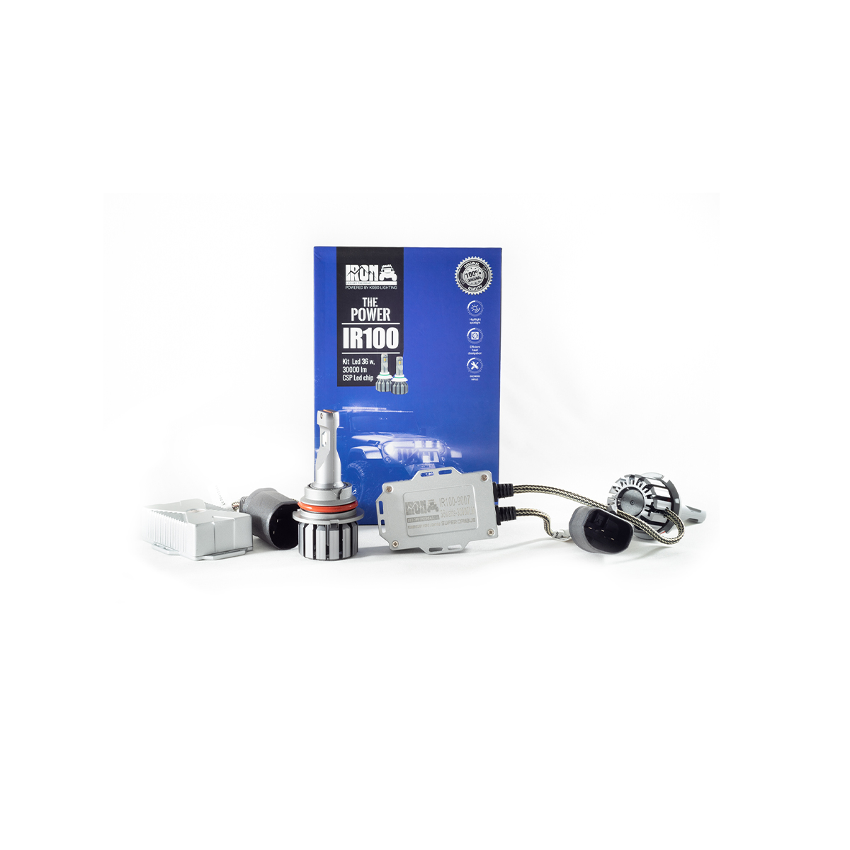 OFF ROAD KIT DE LED IR100 CANBUS 9006 HB5 10MA GENERACION CHIP CSP SUPER CANBUS 30000 LUMENS 36 WATTS 12V CON COOLER - 3