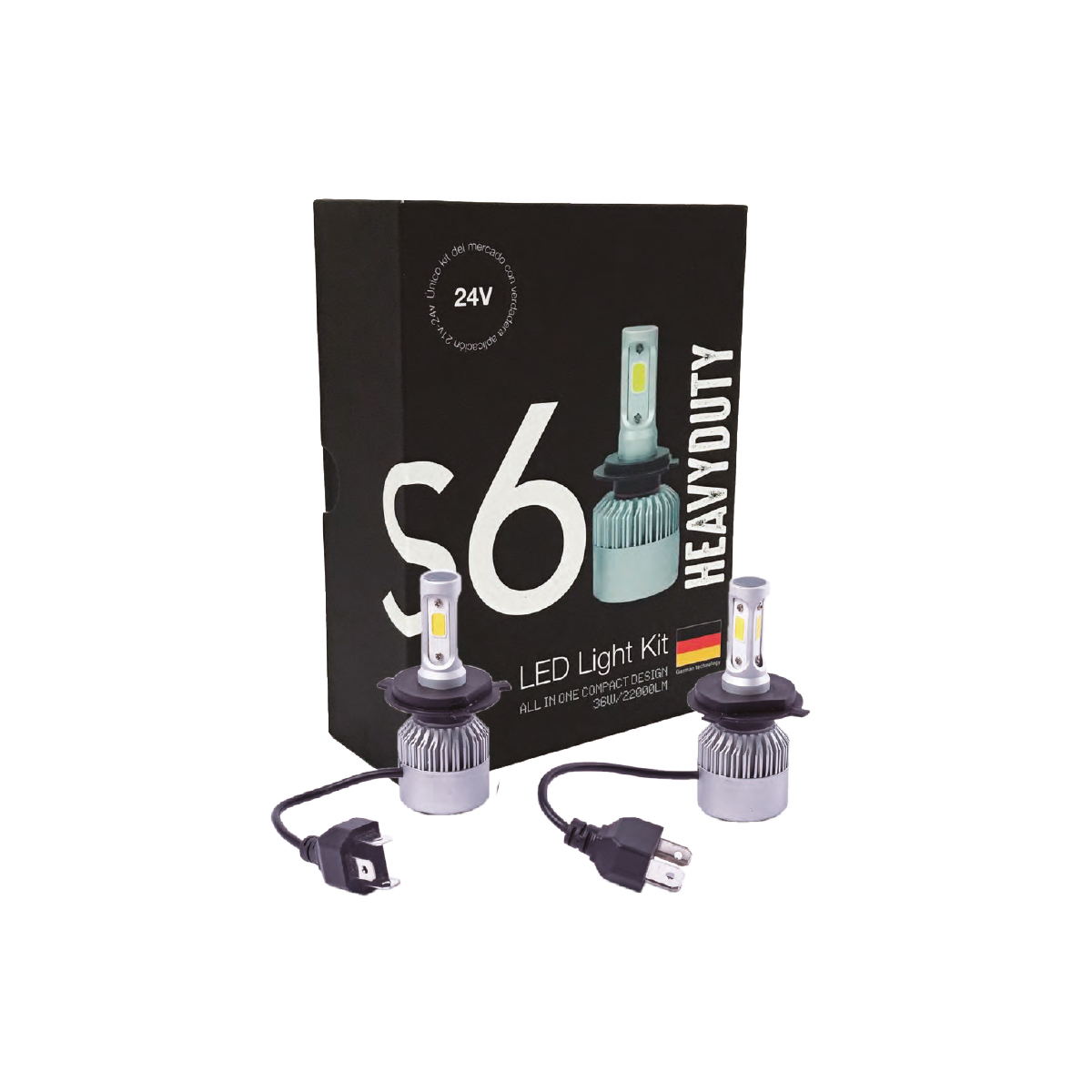 OFF ROAD KIT DE LED S6 HEAVY DUTY - 24V KIT DE LED 9006 6TA GENERACION 22000 LUMENS POR LAMPARA USO ESPECIAL 24V CON COOLER