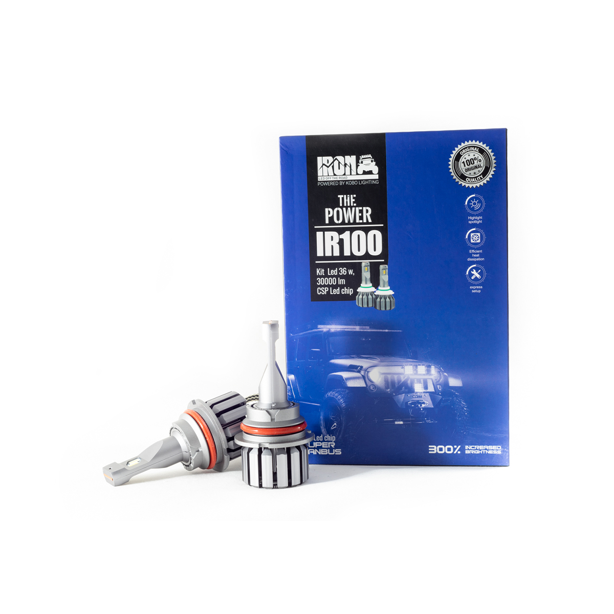 OFF ROAD KIT DE LED IR100 CANBUS 9006 HB5 10MA GENERACION CHIP CSP SUPER CANBUS 30000 LUMENS 36 WATTS 12V CON COOLER - 5