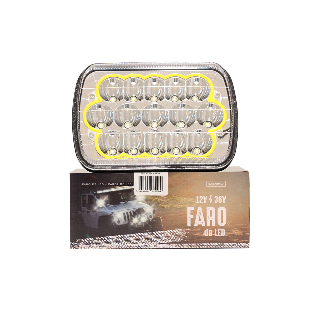 OFF ROAD FARO DE LED FARO DE LED RECTANGULAR 15 LED 45W COLOR  BLANCO  20X6X14CM  AUREOLA BLANCA - 2