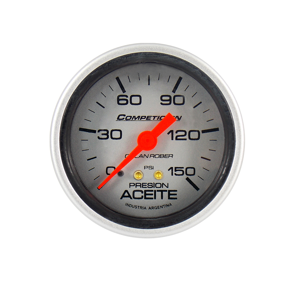 INSTRUMENTAL COMPETICION 62 MM PLATA MANOMETRO DE ACEITE 0-150 PSI