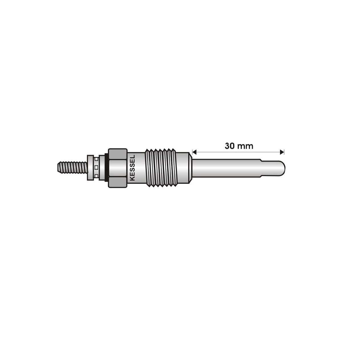 BUJIA INCANDESCENTE PARA MOTOR DIESEL RENAULT 1.9 TDI ( LARGO 30/ANCHO 6  5/5/12 VOLTS/ROSCA 12 X 1/25 )