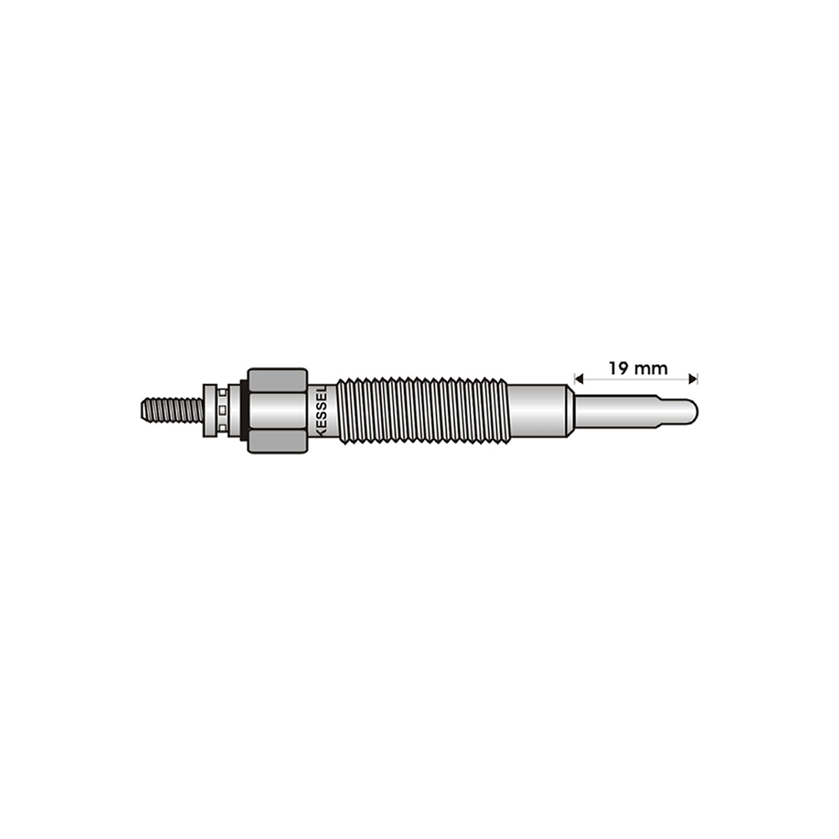 BUJIA INCANDESCENTE PARA MOTOR DIESEL FORD TD27/MITSUBISHI TD27T/NISSAN 2.7 TD27T /4WD/2.3 LD23 ( LARGO 19/ANCHO 5  4/5/11 VOLTS/ROSCA 10 X 1/25 )
