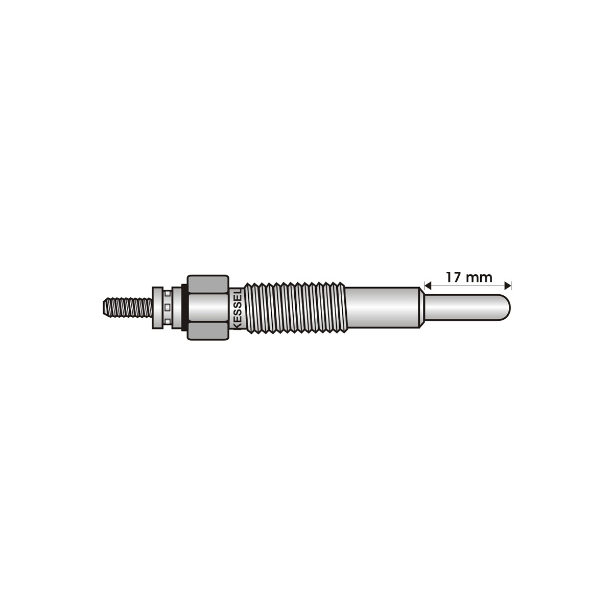 BUJIA INCANDESCENTE PARA MOTOR DIESEL KIA 2.0/MAZDA 3.0 ( LARGO 17/ANCHO 5  4/5/11 VOLTS/ROSCA 10 X 1/25 )
