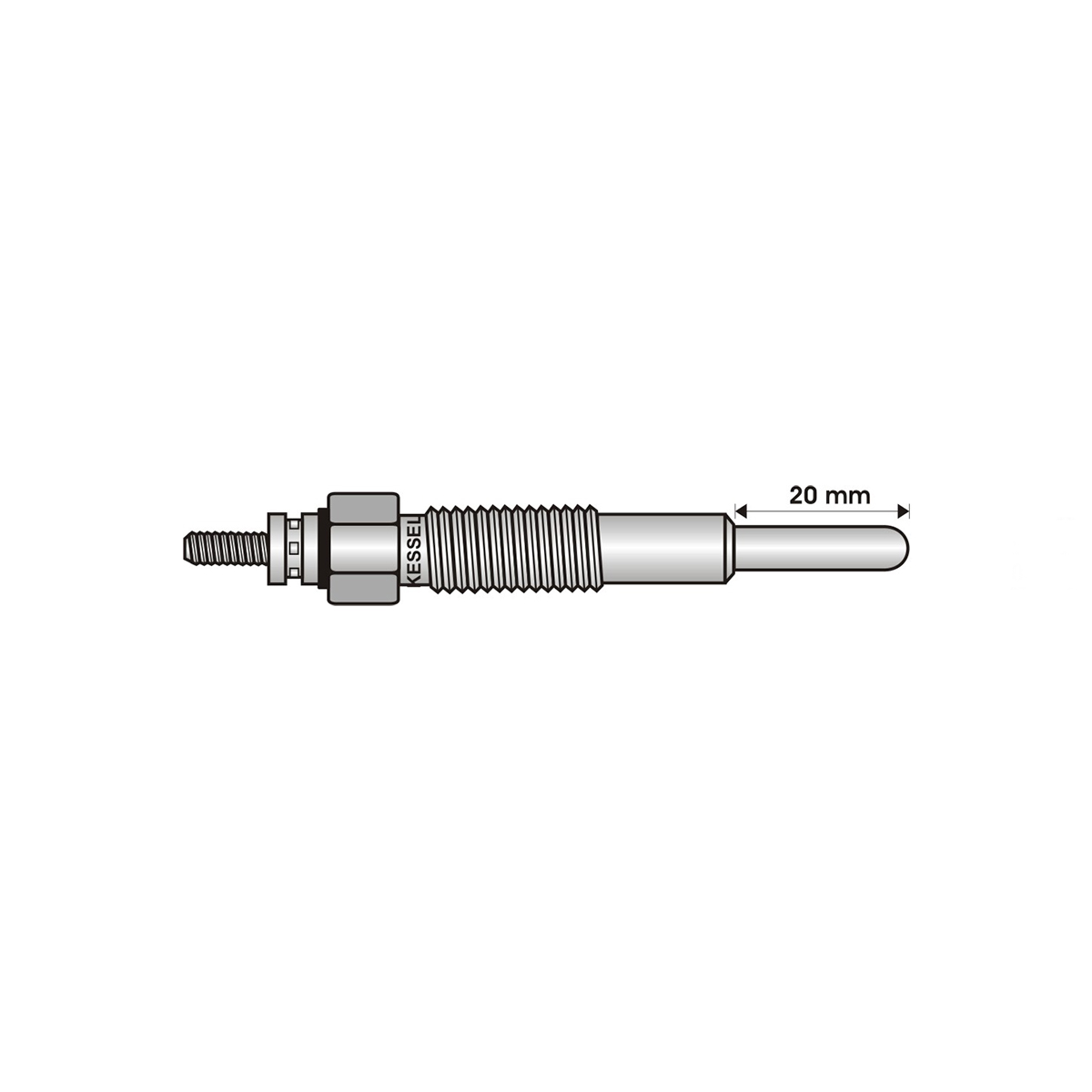 BUJIA INCANDESCENTE PARA MOTOR DIESEL MITSUBISHI 2.5 D ( LARGO 20/ANCHO 5  4/5/11 VOLTS/ROSCA 10 X 1/25 )