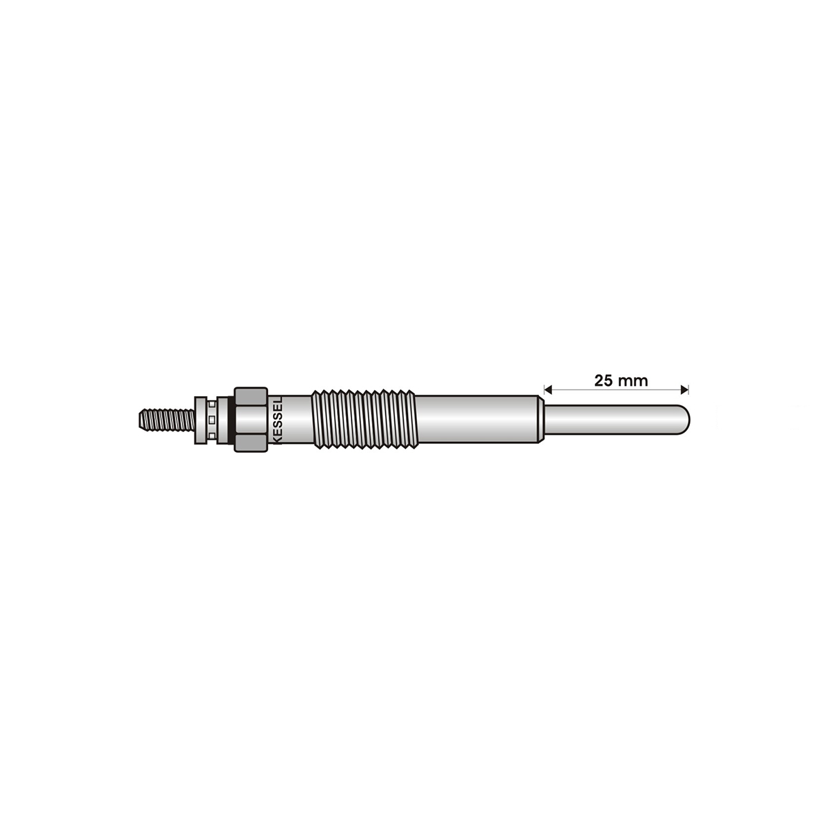 BUJIA INCANDESCENTE PARA MOTOR DIESEL OPEL 1.9 D/RENAULT CLIO 2/KANGOO/MEGANE/TRAFFIC 1.9 D F8Q/VAUXHALL 1.9 D ( LARGO 25/ANCHO 5  4/5/11 VOLTS/ROSCA 10 X 1 )