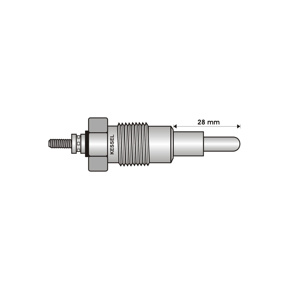 BUJIA INCANDESCENTE PARA MOTOR DIESEL MERCEDES BENZ 170/200/220 RASTROJERO ( LARGO 28/ANCHO 6/11 VOLTS/ROSCA 18 X 1/5 )