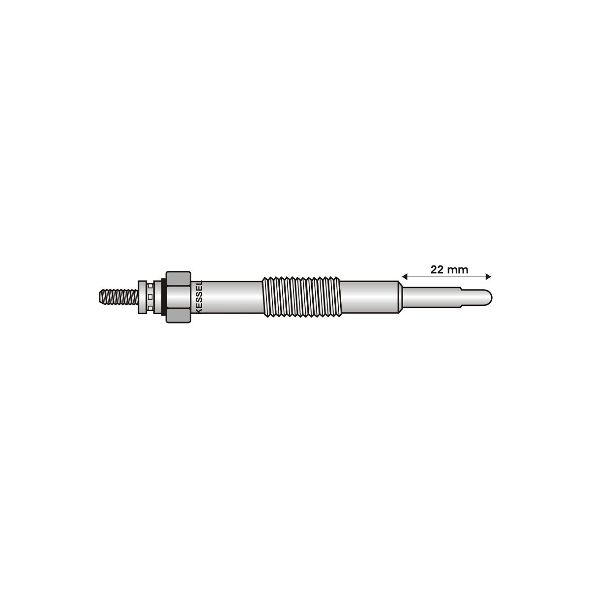 BUJIA INCANDESCENTE PARA MOTOR DIESEL FORD 2.5 PE T/MAZDA/NISSAN R2/SUZUKI KD ( LARGO 22/ANCHO 5  4/5/11 VOLTS/ROSCA 10 X 1/25 )