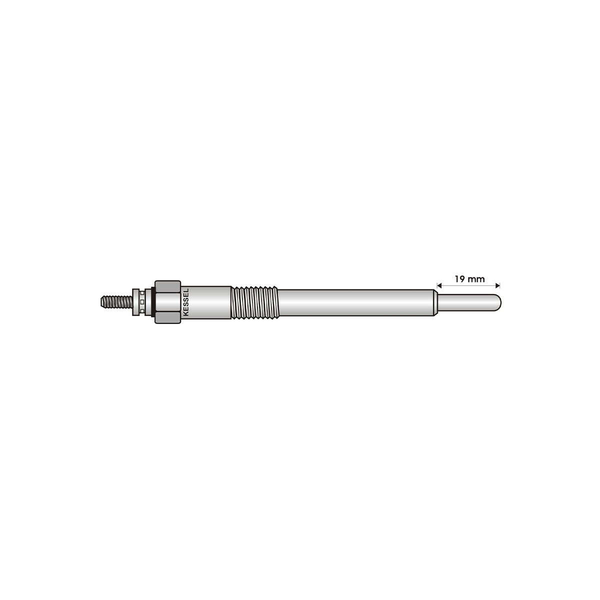 BUJIA INCANDESCENTE PARA MOTOR DIESEL KUBOTA ( LARGO 19/ANCHO 5  4/5/10/5 VOLTS/ROSCA 10 X 1/25 )