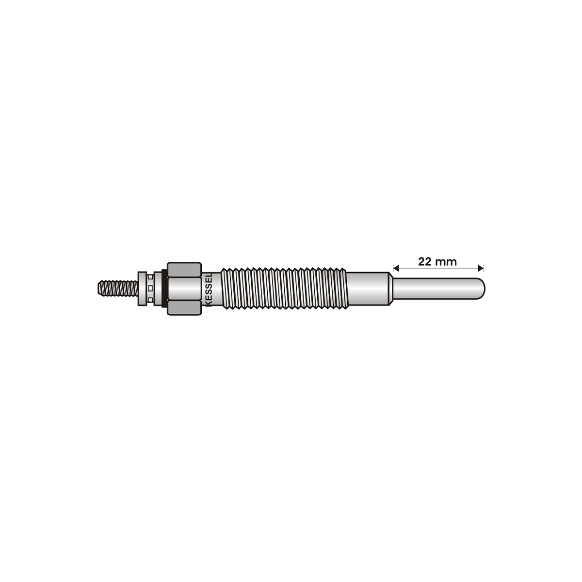 BUJIA INCANDESCENTE PARA MOTOR DIESEL HYUNDAI 2.5 D/TD/TCI/KIA 2.5 D/MITSUBISHI L200/L300 1.8 GL/GLX/2.3 TURBO D/2.5 D/TD ( LARGO 22/ANCHO 5  4/5/12 VOLTS/ROSCA 10 X 1/25 )